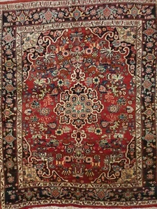 Vintage Handgeknüpfter Perser Orientteppich Alter BIDJAR 111×138cm Tappeto Rug - Bild 1 von 24