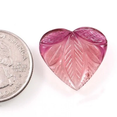 Loose Gemstone Natural Bio Tourmaline Hand Carved Fancy Heart Gemstone A1079 - Image 1 of 3