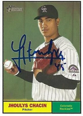 Jhoulys Chacin Signed 2010 Topps Heritage Rockies Baseball Card #292 Autograph - Image 1 of 4