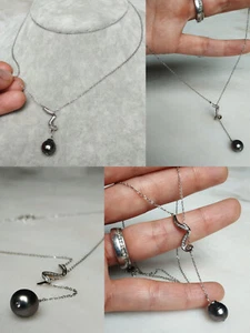 Südsee Tahiti Perlen Anhänger Silber 925  Kette UNIKAT Collier bis 40cm 8,5mm - Bild 1 von 5