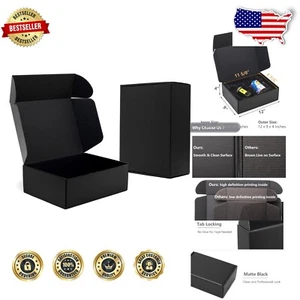 20 Pack Matte Black Corrugated Shipping Boxes – Ideal for Small Business & Gifts - Picture 1 of 9