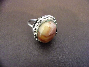 Silver Tone Ring With Brown Stone Size 10 - Picture 1 of 6