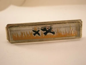 Acrylic Duck Scene Vintage SMALL Tie Bar Clip bird hunting animal - Picture 1 of 4