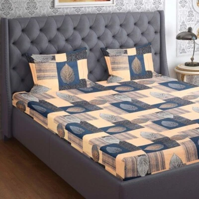 120 GSM Microfiber Double Bedsheet, King Size, With 2 Pillow Covers - Image 1 of 4