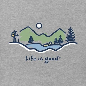 Camiseta grande nueva con etiquetas Life Is Good Hike Vista gris jaspeado SS Crusher para hombre - Imagen 1 de 3
