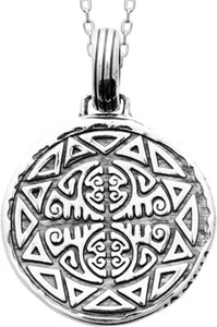 Pendentif Homme en Argent - Forme Ronde Décor Tribal Maori - Gravure incluse - Imagen 1 de 3