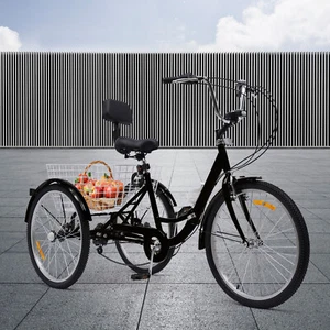 Triciclo Adulto 24" 7 Velocidades 3 Ruedas Bicicleta Triciclo Plegable con Cesta y Lámpara - Imagen 1 de 22
