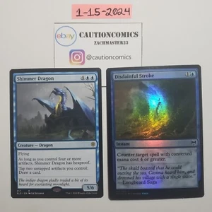 Shimmer Dragon Throne of Eldraine Rare NM + FOIL Disdainful Stroke 054 (Box10) - Picture 1 of 2