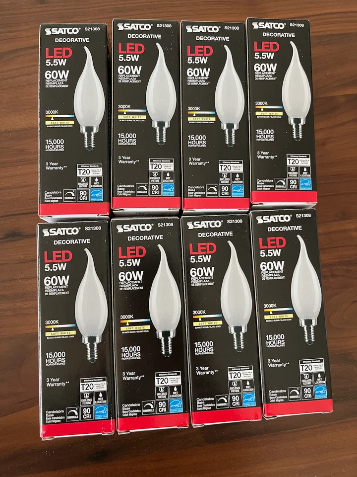 Satco LED Candelabra Bulbs 5.5W 3000K Soft White - Image 1 of 1