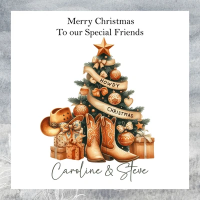 ARGENT DESIGNS Personalised Country Western Christmas Card - Daughter Son Granddaughter Friend