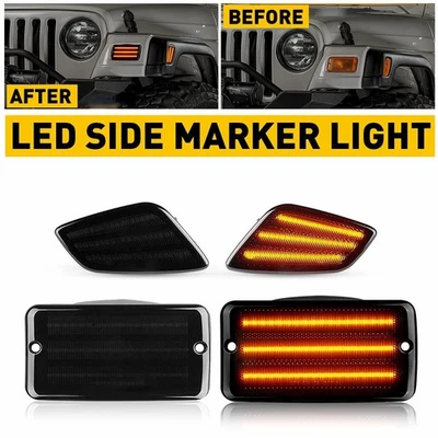 Luces de señalización LED laterales para guardabarros delanteras para 97-06 Wrangler Jeep TJ EO Foto 1 de 4