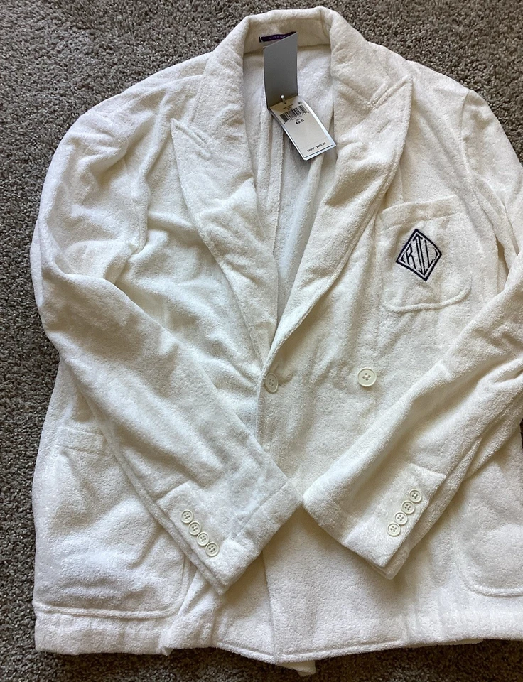 Blazer Chaqueta Doble Pecho Etiqueta Púrpura Ralph Lauren Luxe Terry Royal King Foto 1 de 4