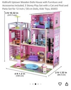 KidKraft uptown Wooden Dollhouse With Furniture - Picture 1 of 7