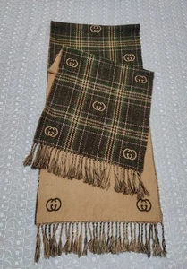Gucci Scarf GG Logo Shawl Unisex Wool Silk Multicolor Stole Muffler Made Italy - Picture 1 of 21