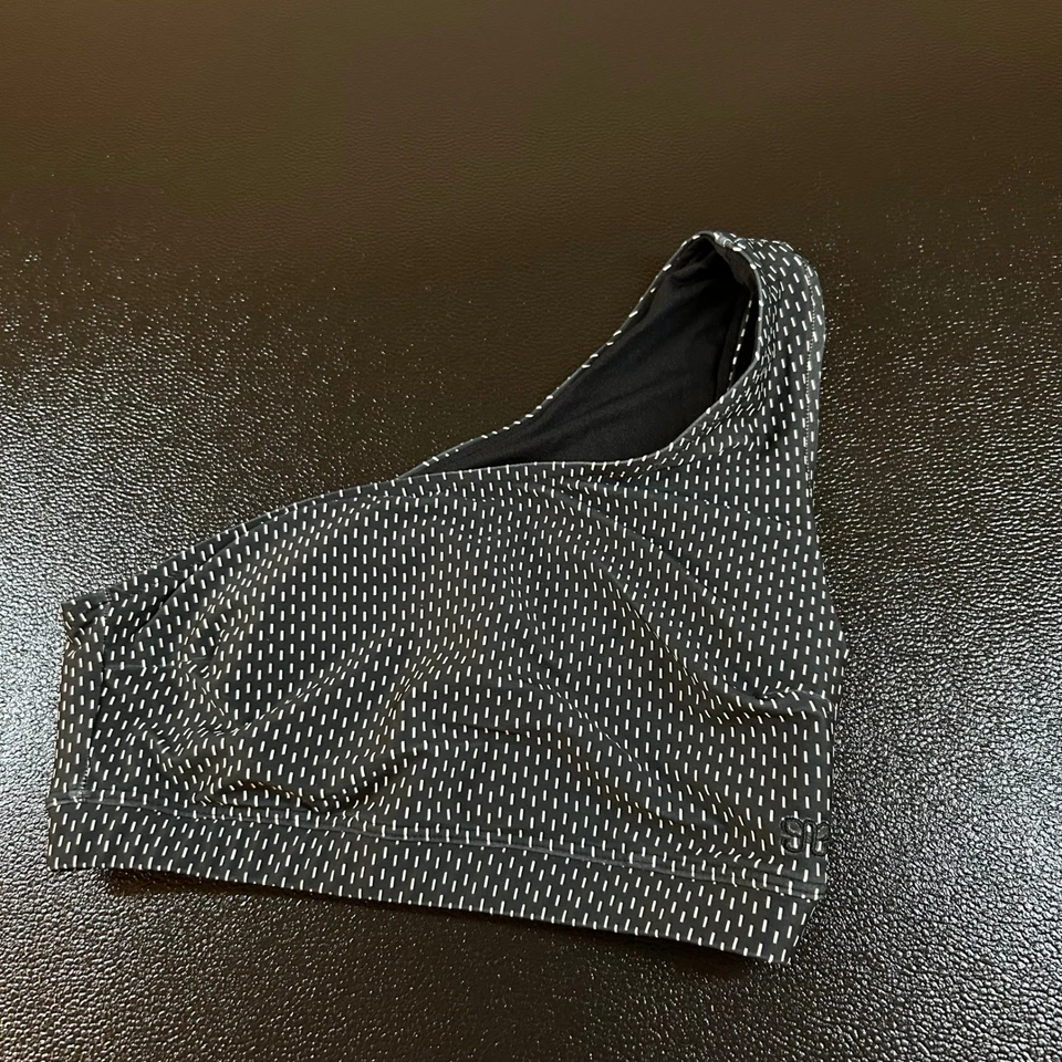 Albion Fit One Shoulder Sports Bra Black White Dash Print Womens Size Small - Image 1 of 4