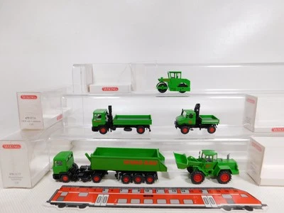 5x wiking H0 1:87 Autocarro ecc Man MB Unimog Liebherr Wimo Bau Mint + Box # - Immagine 1 di 4