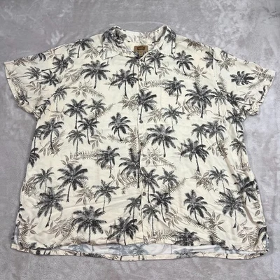 Camisa Fundición Para Hombre Talla 3XL Beige Palmeras Manga Corta Abotonada 100% Rayón Foto 1 de 4