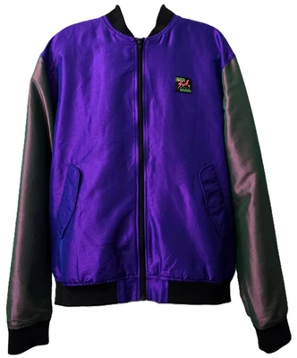 Surf Style Windbreaker Bomber Jacket M Men Pockets Shiny Waterproof Nylon Retro - Image 1 of 4