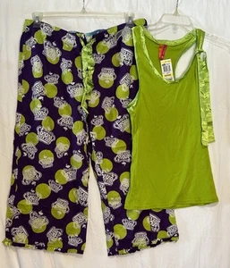 Jenni by Jennifer Moore Cropped Pajama Pants & Top in Purple & Green Sizes New - Imagen 1 de 9