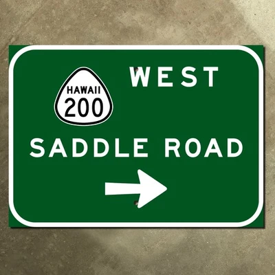 Señal de guía de carretera Hawaii Saddle Road Route 200 1965 Big Island Hilo 14x10 Foto 1 de 2