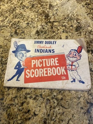 1957 BASEBALL SCOREBOOK WITH MICKEY MANTLE ROGER MARIS AS A ROOKIE #32 INDIANS $ - Image 1 of 4