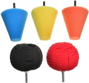 Schaum Bohrer Polierkegel Kugel Pads Auto Nabe Wachs Polierscheibe Polierer 4" 3P - Bild 1 von 9