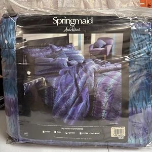 Vintage Springmaid Andre Richard Queen-Sized Comforter - Blue Tie Dye - Picture 1 of 7
