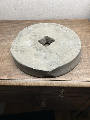 Antique Primitive Grinding Stone~ Sharpening Wheel ~ w/ square hole~ Farm Rustic - Image 1 of 4