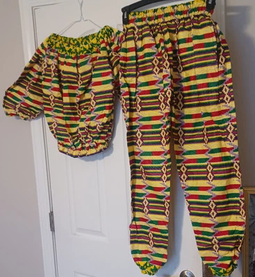 NUEVO Traje Pantalones Africanos Para Mujer 2 Piezas Multicolor Talla M (7/8) Foto 1 de 4