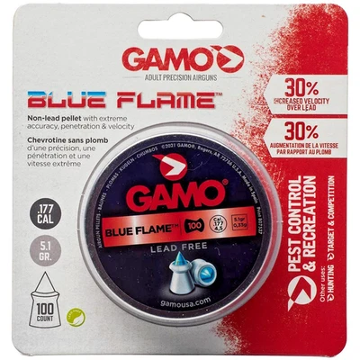 Воздушные гранулы GAMO 100 штук с полимерным наконечником BLUE FLAME без свинца калибр 4,5 мм 0,177 - Изображение 1 из 4