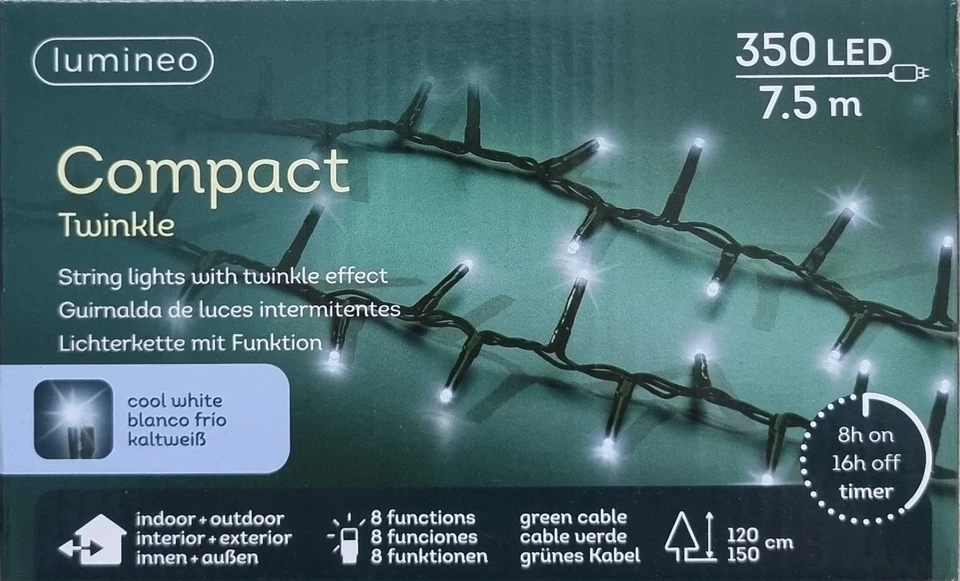 Lumineo Lichterkette Kompakt Beleuchtung klaltweiB 350 LED  7.5M - Bild 1 von 1