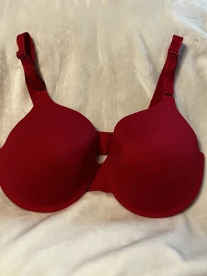 Sujetador camiseta ajustable 36D Warner's para mujer forrado rojo con aros cierre trasero Foto 1 de 4