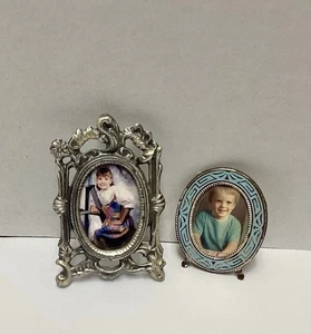 Vtg Micro Mini Picture Frames Lot Of 2 Various Materials And Sizes - Picture 1 of 9