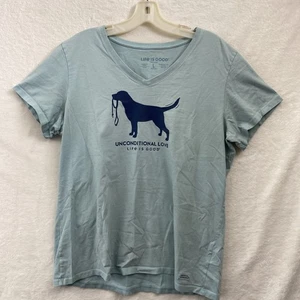 Camiseta Life Is Good 'Unconditional Love' Mujer Aqua Talla L Manga Corta Cuello en V - Imagen 1 de 12