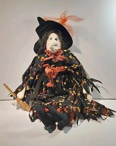 Vintage Halloween Plüsch Hexe Regal Sitter - Bild 1 von 10