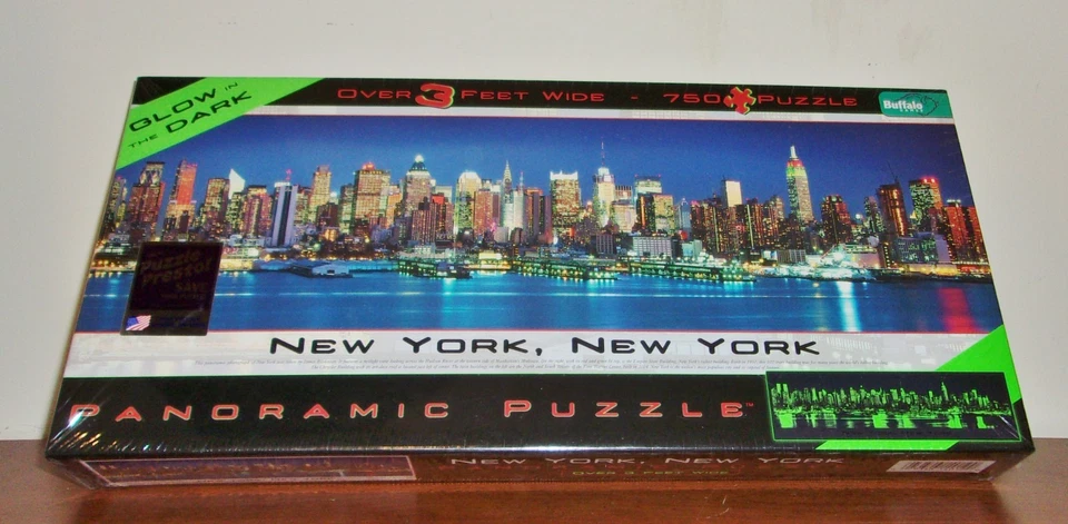 Buffalo Games Panoramic Puzzle York City Glow in The Dark - 750pc Jigsaw Gam