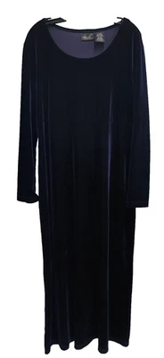 VTG Kathie Lee Womens Maxi Dress XL Purple Velvet Empire Waist Modest Holiday - Image 1 of 4
