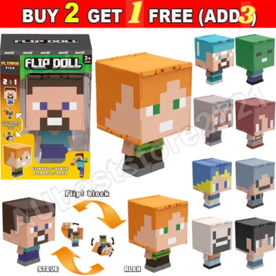 Minecraft Flippin’ Figs 2-in-1 Flip to Change Flip Doll Steve Action Figure Gift - image 1 of 4