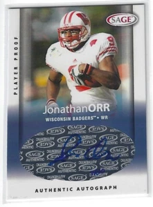 JONATHAN ORR WISCONSIN BADGERS 2006 SAGE PROOF CERT AUTO AUTOGRAPH CARD #7/20 - Picture 1 of 1
