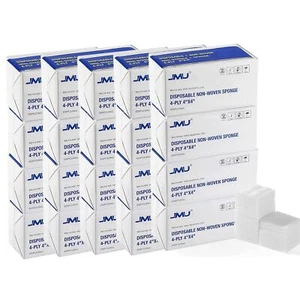 200/Beutel JMU Dental 4-lagig Vlies Schwämme Gaze Pads unsteril Größe 4" x 4" - Bild 1 von 16