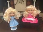 Disney Cinderella Mini Doll 5 inch Set of 2 Pink and Blue Dress EUC