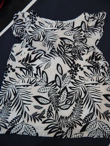 Janie and Jack Girls SIZE 5/5T Pink Black Palm Lined Blouse Ruffle Neck so prett - Picture 1 of 8