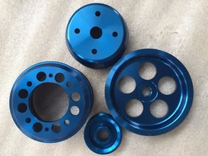 Performance pulley FOR 93-95 Mazda RX7 RX-7 1.3L Rotary FD3S 4pcs Blue - Picture 1 of 3