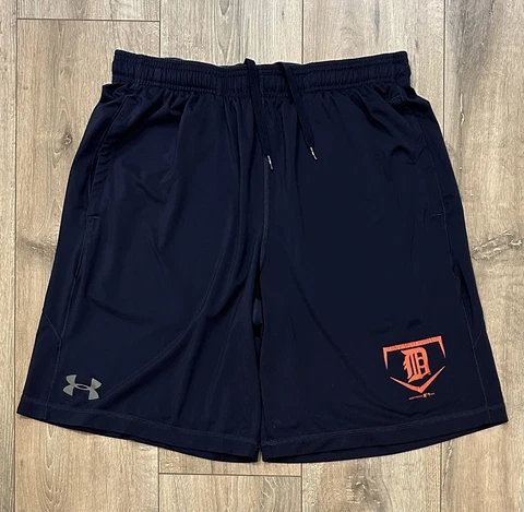 UNDER ARMOUR Detroit Tigers Men’s Athletic Shorts Large 31x9.5 Dark Blue MLB Cover