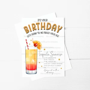 It's Your Birthday Cocktail Recipe A5 Greeting Card, Alcohol Booze, For Him, Her - Picture 1 of 27