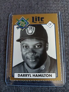 DARRYL HAMILTON 1994 MILWAUKEE BREWERS MILLER BREWING RARE BASEBALL CARD SGA - Picture 1 of 2