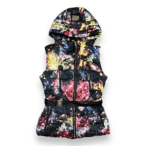Gorski Apres Ski Vintage Y2k 90s Leopard Multi Colored Puffer Hooded Vest Small - Picture 1 of 15