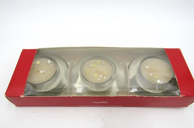 Tea Light Candle Holder Stars Set 3 Vanilla New in Box Heavy Pier 1 Imports - Image 1 of 4