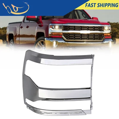 Cubierta cromada del bisel del borde del faro lateral derecho para Chevy Silverado 1500 2016-2018 Foto 1 de 4