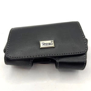 Reiko Horizontal Leder Gürteltasche Handy Tasche Schwarz 4 Zoll x 2 Zoll A68 - Bild 1 von 10
